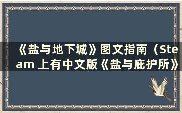 《盐与地下城》图文指南（Steam 上有中文版《盐与庇护所》吗）？